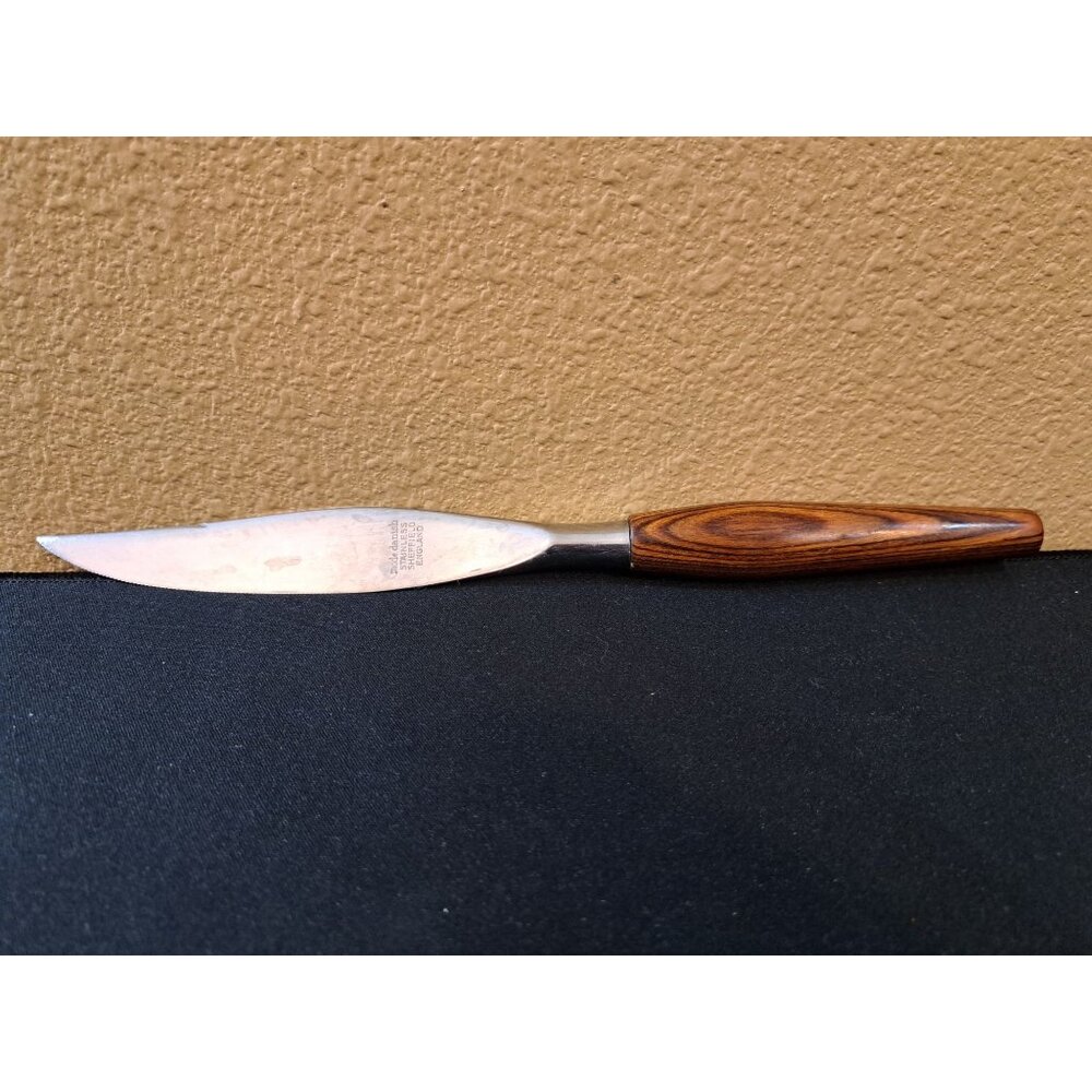 Vintage Sheffield England Stainless Steel Knife With Wooden Handle